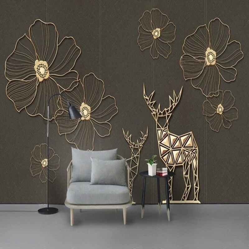Home Lines Textiles - Lignes dorées modernes et simples, fleurs