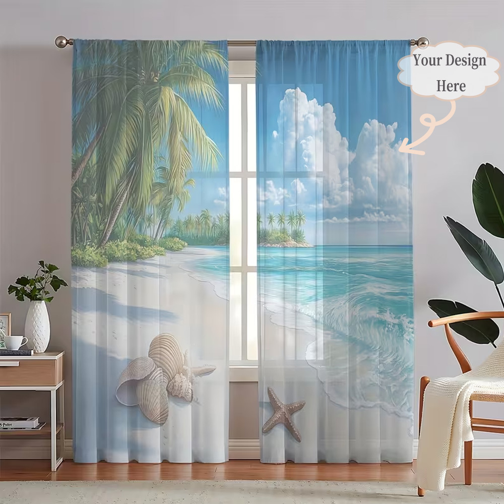 Home Textiles - Rideaux transparents plats 2D personnalisés en