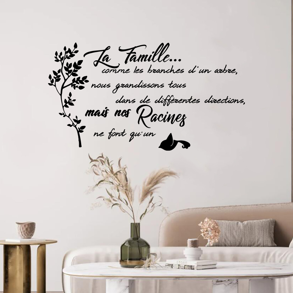 Home Textiles France - Autocollant mural arbre oiseau citation de