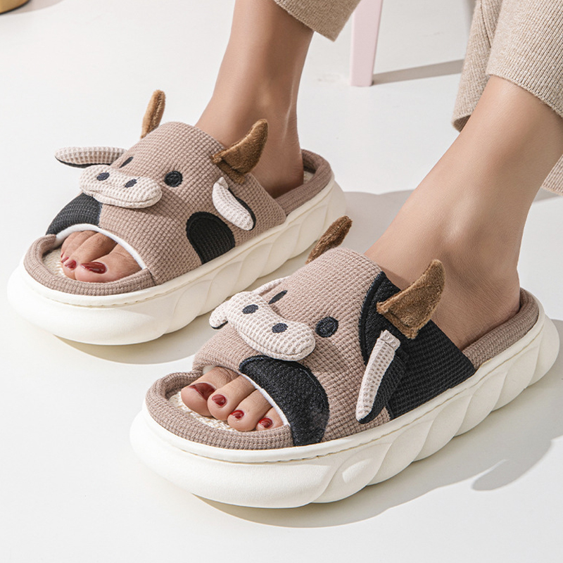 Home Textiles - Chaussons d'intérieur unisexes en lin pour