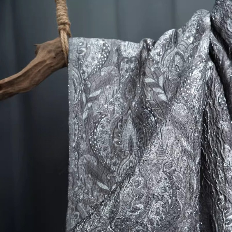 Tissu Jacquard Gris Brillant S - Home Textiles Curtains avis et prix
